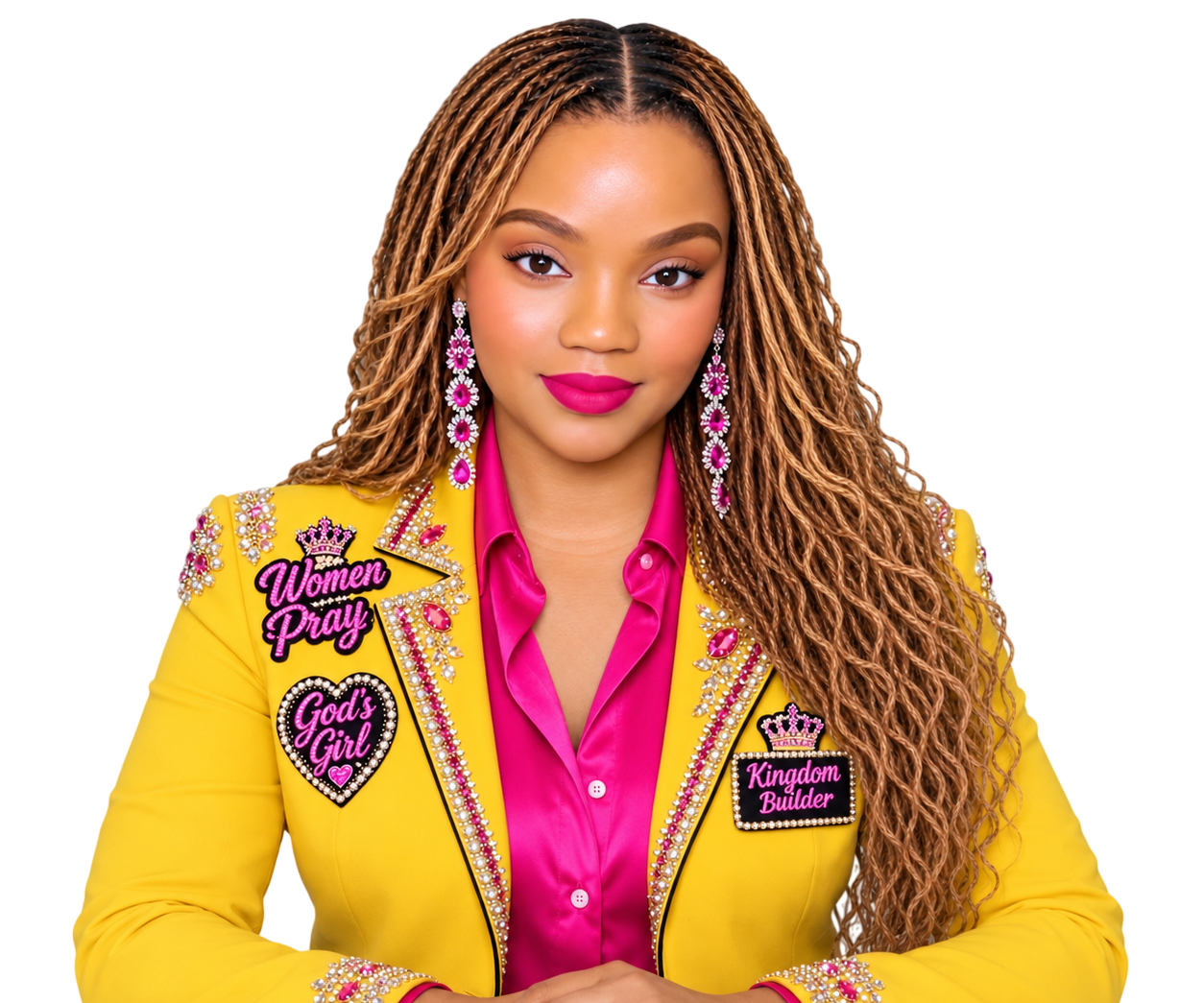 LaTonya McLeod in a yellow Women Pray jacket